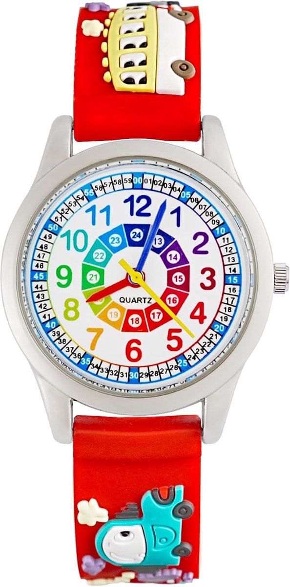 Analoge quartz horloge voor kinderen 3-10 jaar - educatief - voor jongens en meisjes - leer klok kijken - SnelShoppen