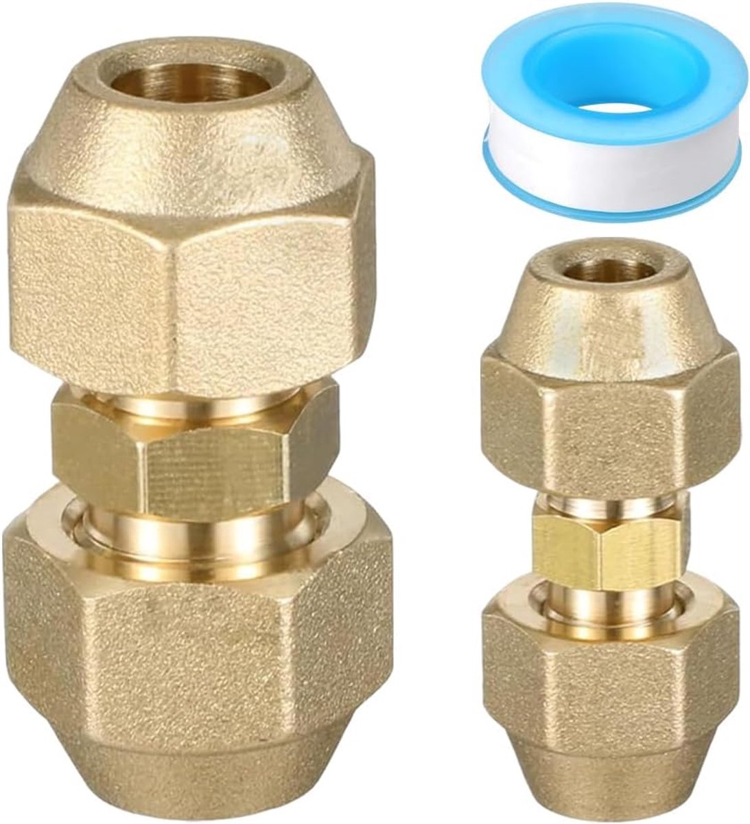3-delige set airconditioning 1/4 inch en 3/8 inch - koperen armaturen met moer - PTFE-afdichtingstape - SnelShoppen