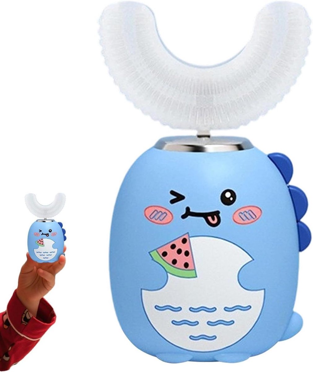 Volledige Mond Tandenborstel Kinderen - Elektrische U-Tandenborstel - Dagelijkse Mondhygiëne - 3 Poetsmodi Met Timer - Leeftijd 2-6 Jaar - Blauw