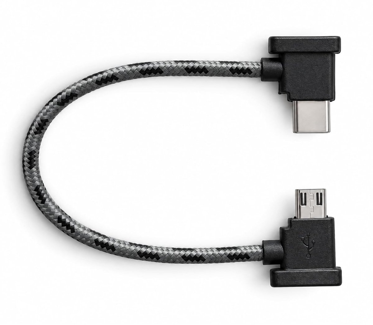 USB C naar Micro USB afstandsbedieningskabel 15 cm - nylon gevlochten - haakse stekker - compacte verbinding - SnelShoppen