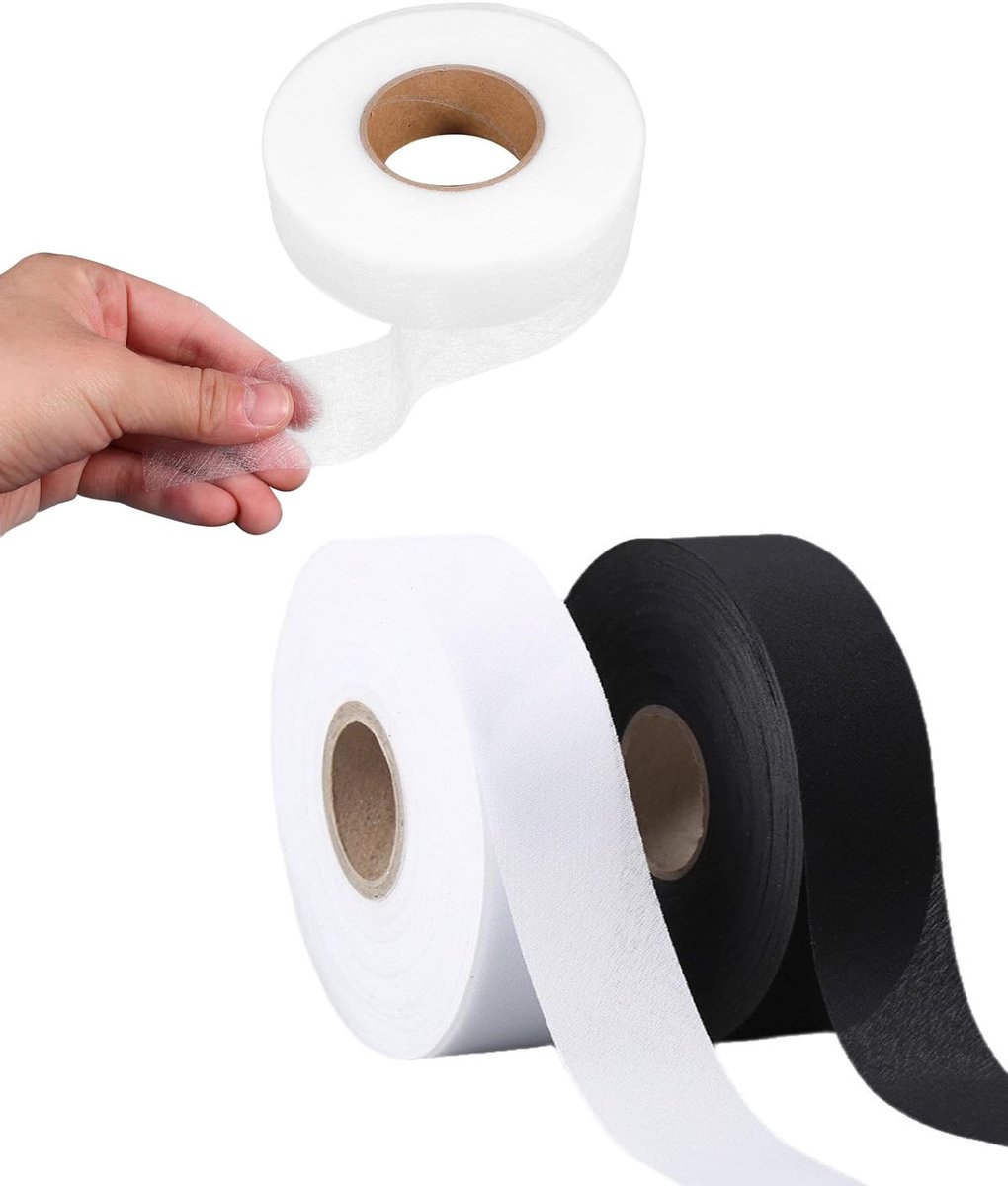 Dubbelzijdige thermische tape 2 cm x 50 cm - wit en zwart - sterke hechting - eenvoudig strijken - SnelShoppen