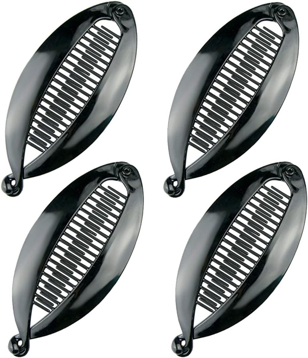 Banana Clips 4pcs - Vissenshape Haarspeld - Zwart - Perfect voor Ponytail - SnelShoppen