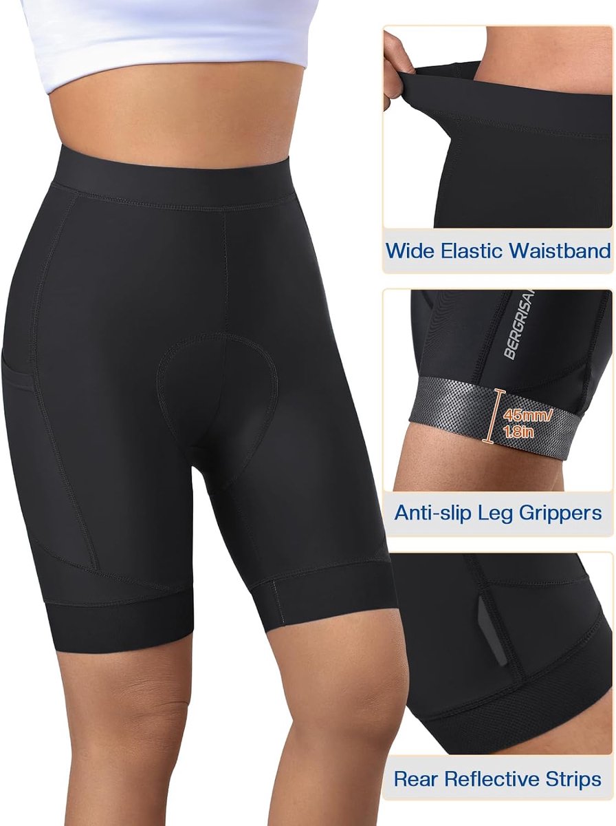 Fietsshorts dames 4D padded - met 3 zakken - ademend materiaal - ideaal voor lange ritten - SnelShoppen