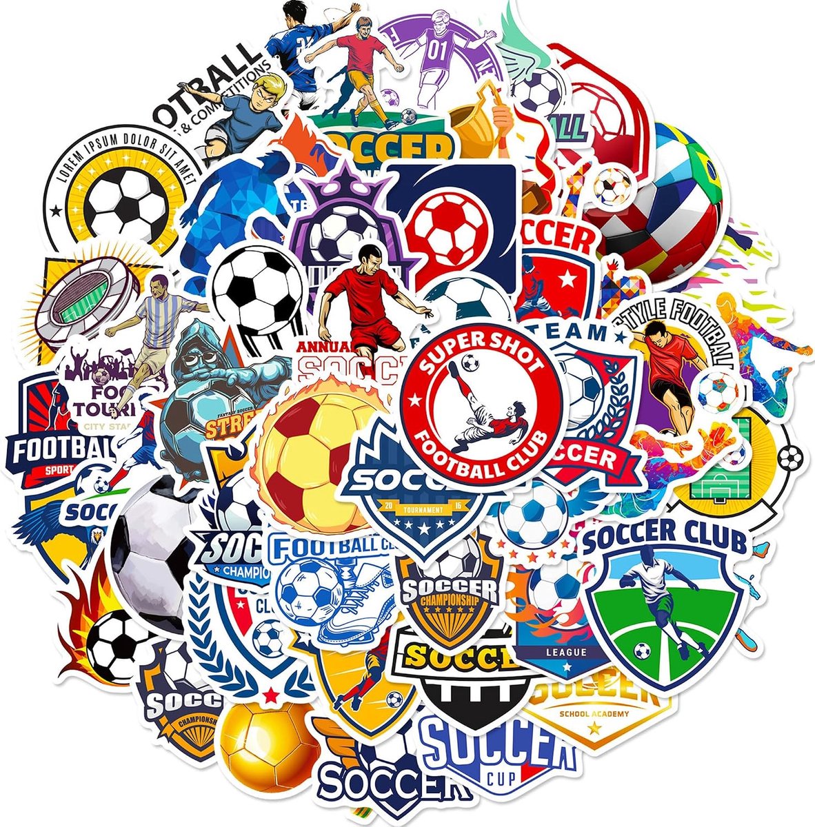 Voetbal Stickers Set van 50 - Unieke Ontwerpen - Sterk en Duurzaam - Perfect voor Decoratie - SnelShoppen