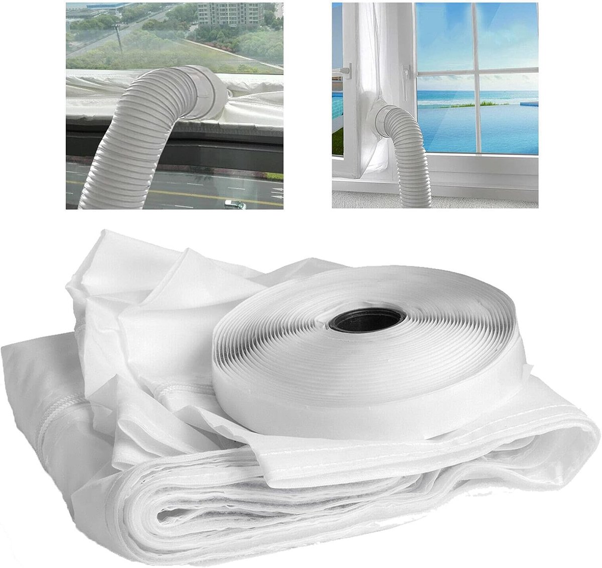 Mobiele airconditioner raamsluiting 400 cm - waterdicht PVC - sterke sluiting - voorkomt warme lucht - SnelShoppen