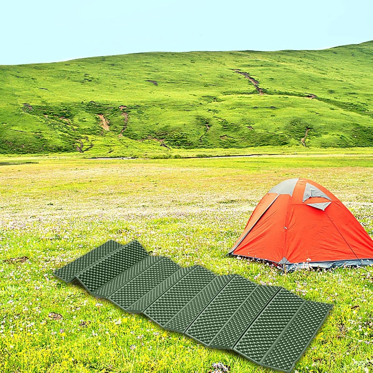 Slaapmat Camping - Kampeermat Schuimmat - Buitenactiviteiten Bescherming - Opvouwbaar Antislip Ontwerp - 190 x 57 cm - Groen