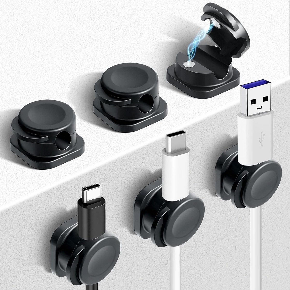 Kabelclips 6 Stuks - Magnetische Adhesieve Houder - Organisatie voor Oplaadkabels - Handig voor Bureau - SnelShoppen