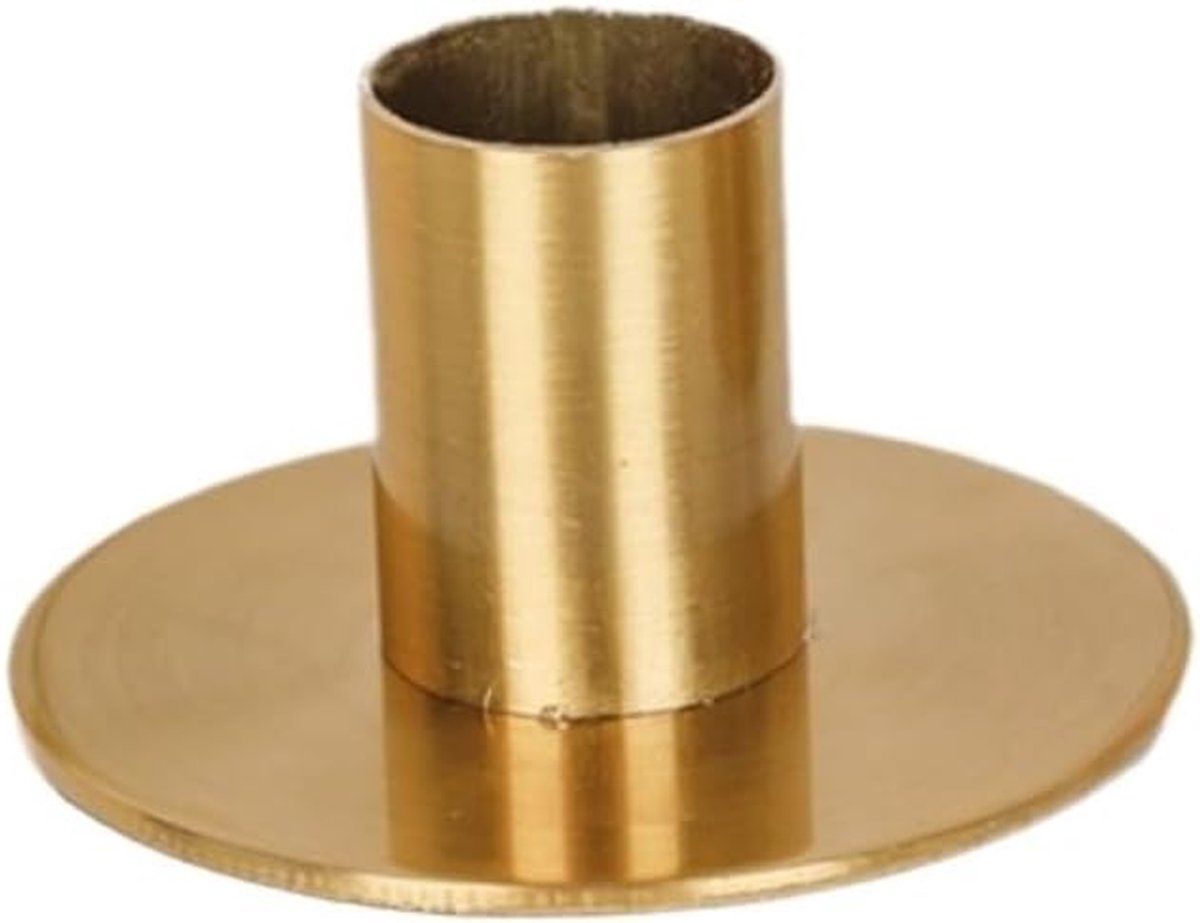 Kandelaar Messing - Kaarsenhouder Kaarsstandaard - Tafeldecoratie - Antieke Koperen Look - 7x3.7cm - Goud