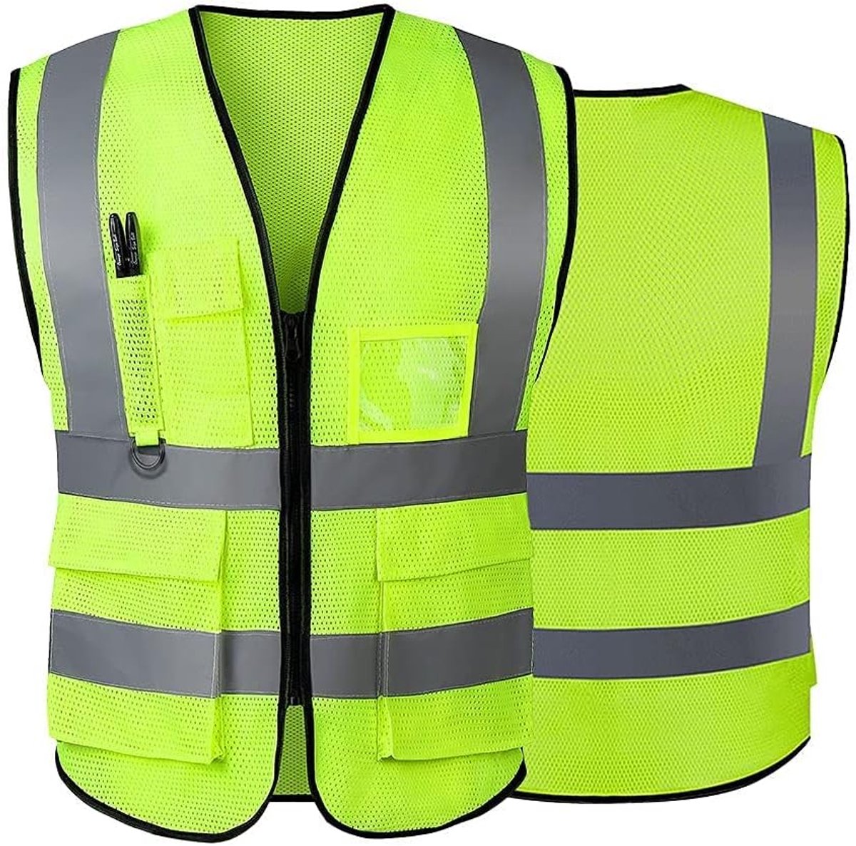 Reflecterend veiligheidsvest 3X-Large - Groen mesh - Met zakken en rits - Ideaal voor zichtbaar werken - SnelShoppen