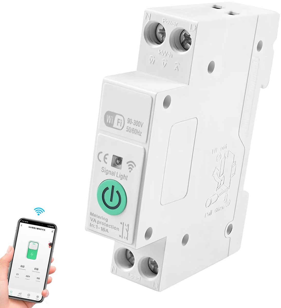 WiFi Schakelaar met Timer - Tuya WLAN Slimme Circuitonderbreker - Power Meting - Voor Slimme Huizen - SnelShoppen