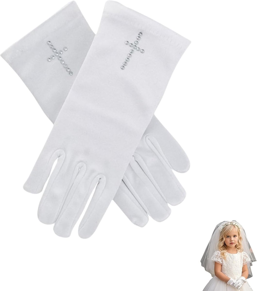 Witte nylon handschoenen - stijlvolle unisex handschoenen - met knoop - ideaal voor service en evenementen - SnelShoppen