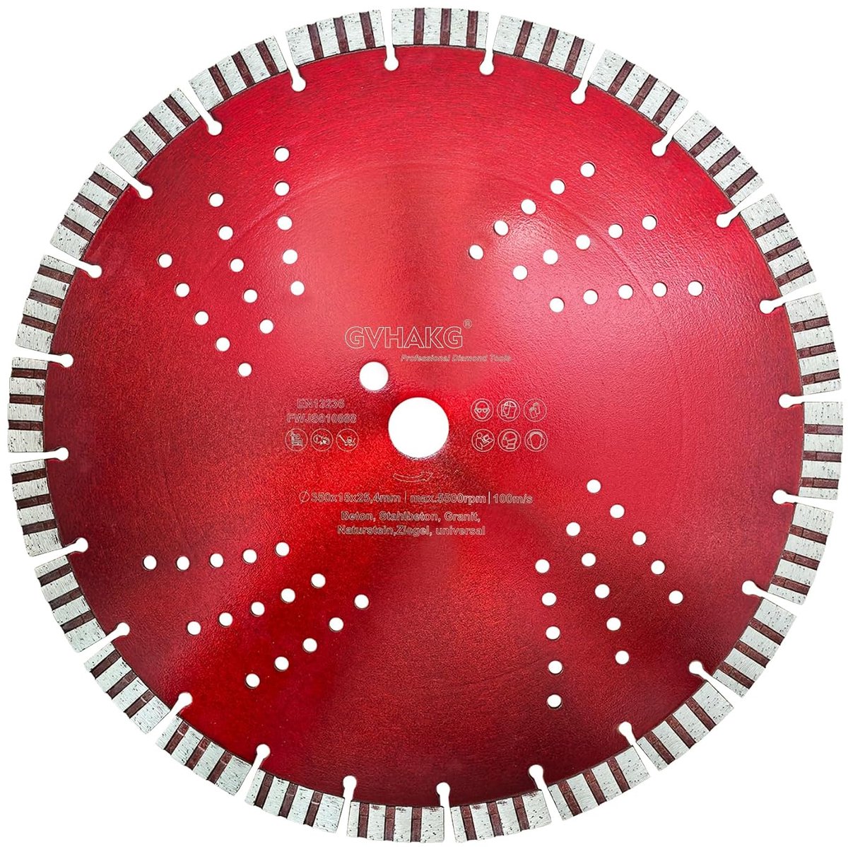 Diamond Cutting Disc, 350 mm, Turbo Diamond Disc for Concrete, Reinforced Concrete, Stone, with 15 mm Segment (350 x - ShopVlot