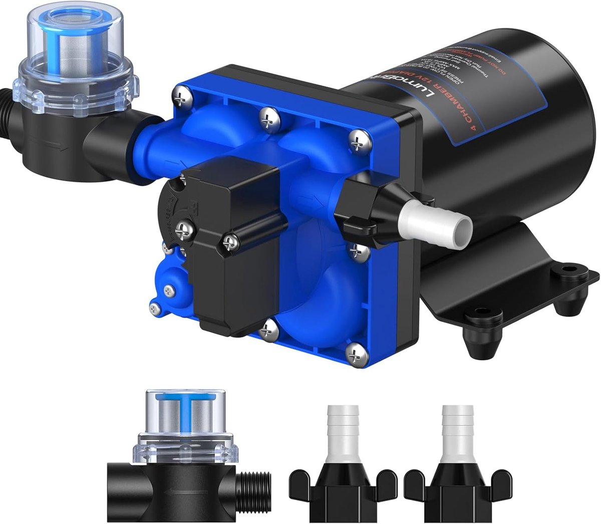 Water Pump 12V Diaphragm Pump 6.0 GPM 70 PSI Water Pump Camping Car Self Priming with Pressure Switch Heavy Yacht - ShopVlot