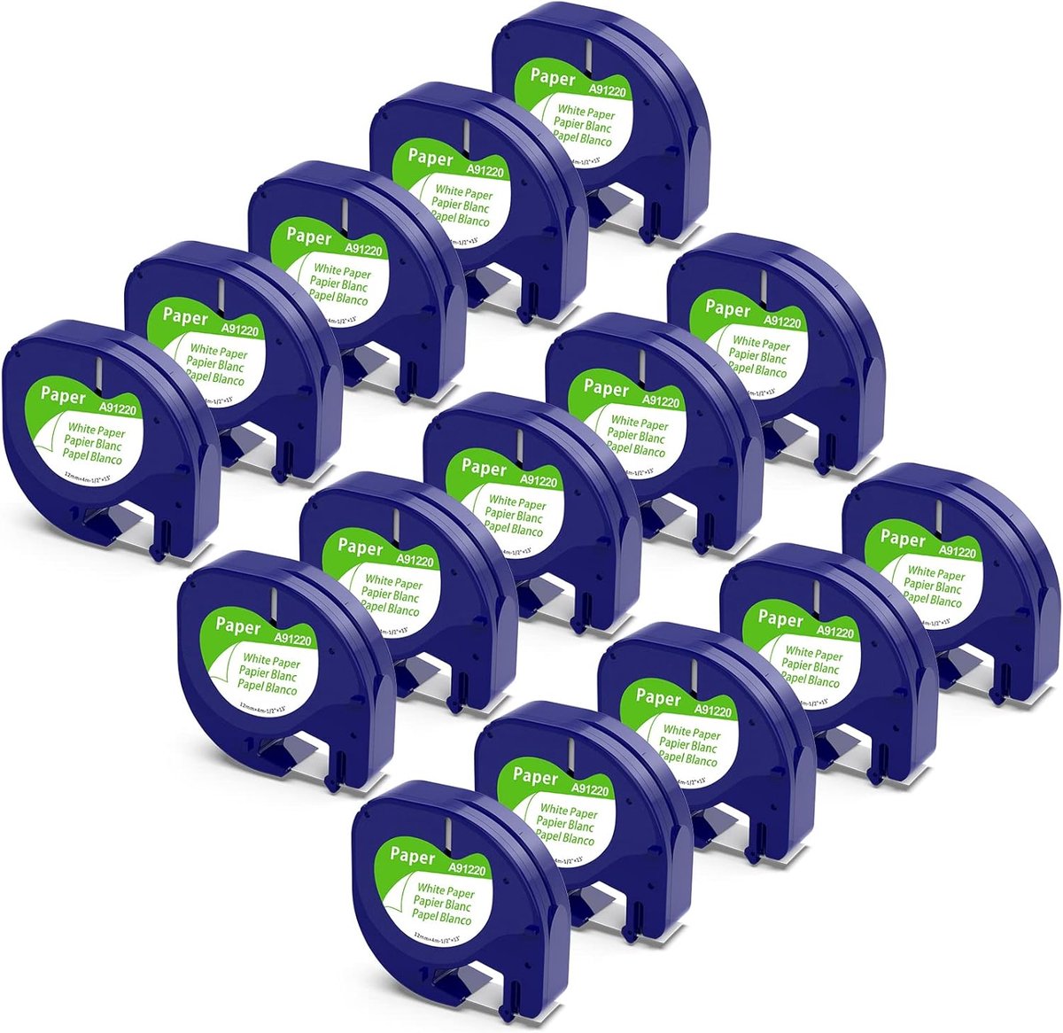15x Compatible with Dymo Letratag Label Tape Paper 12mm x 4m, Compatible with Dymo Letratag Label Tape Paper Black on - ShopVlot