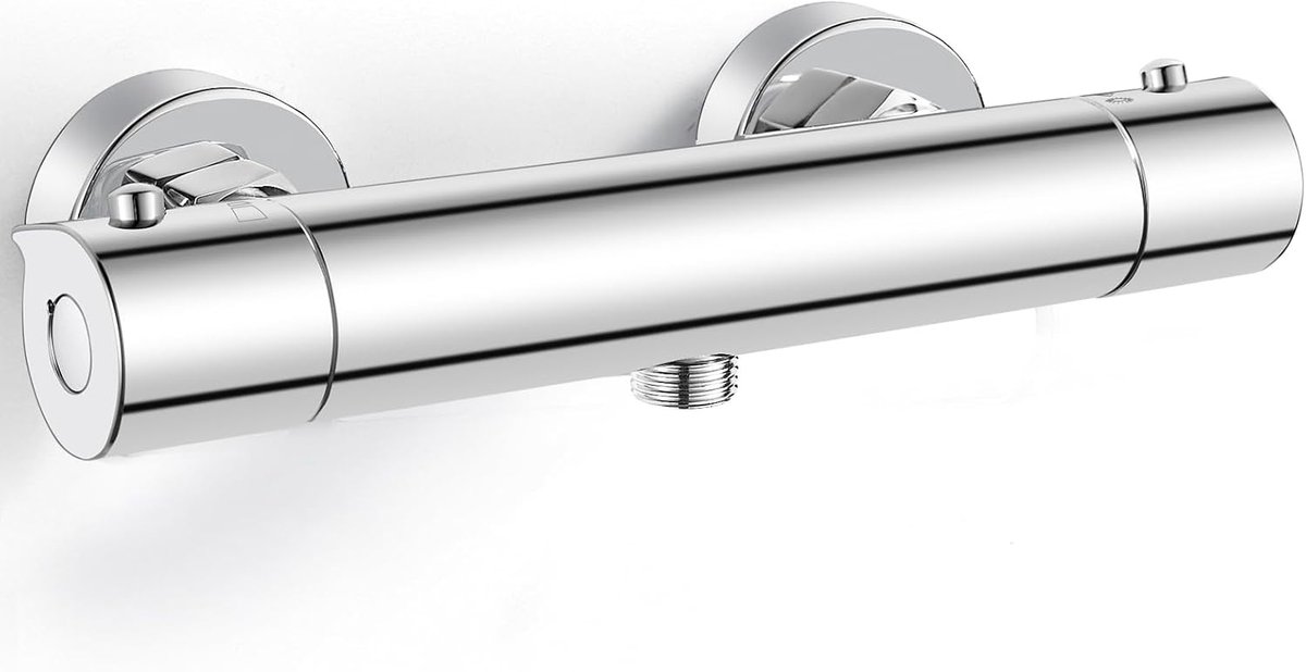 Thermostat Mixer Tap for Shower with Safety Knob, 38 Degree Mixer Tap, Thermostat Tap for Bathroom, Chrome - ShopVlot