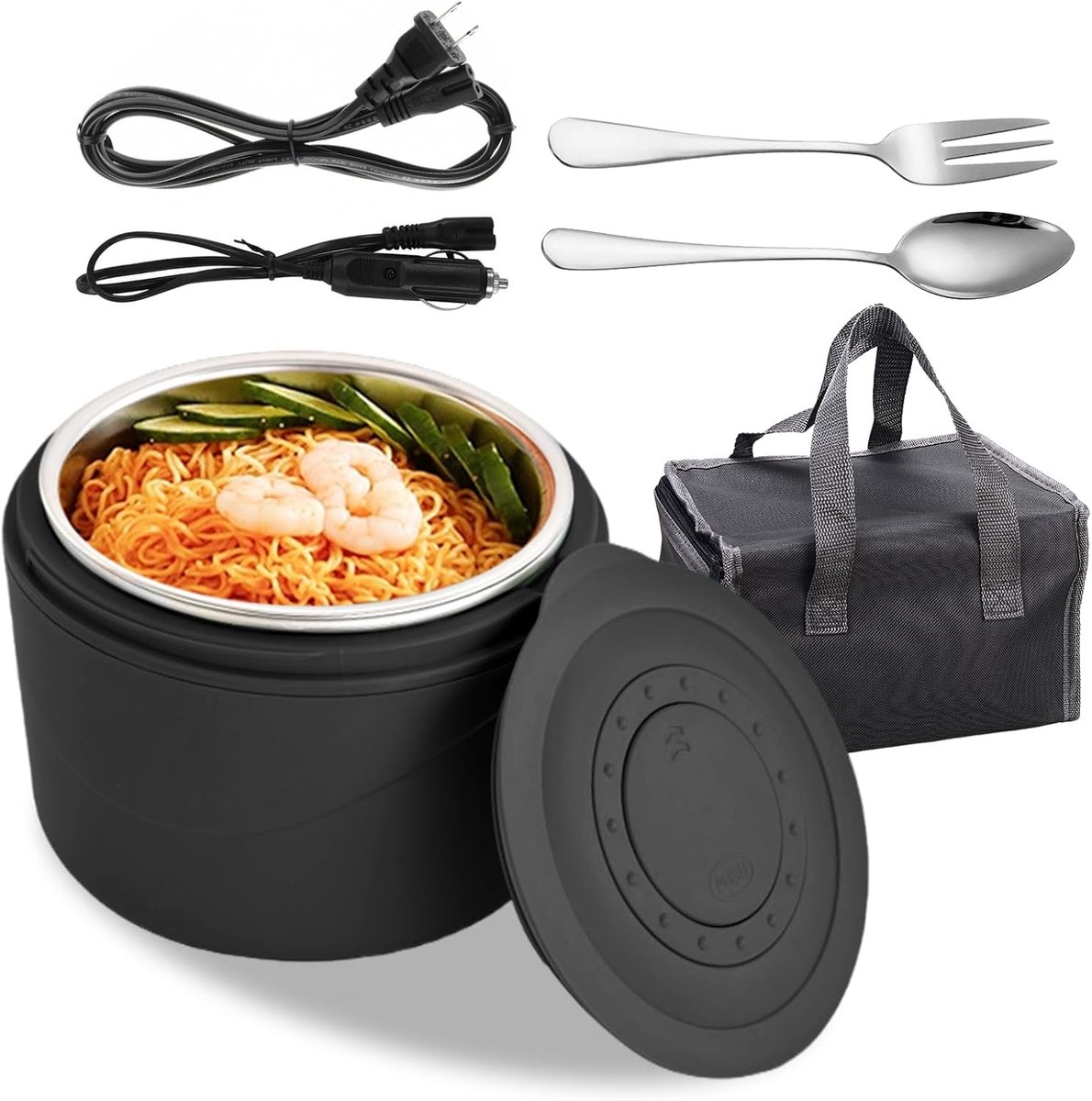 Elektrische lunchbox 80W 1200ml - Draagbaar - 3-in-1 - Ideaal voor onderweg - SnelShoppen