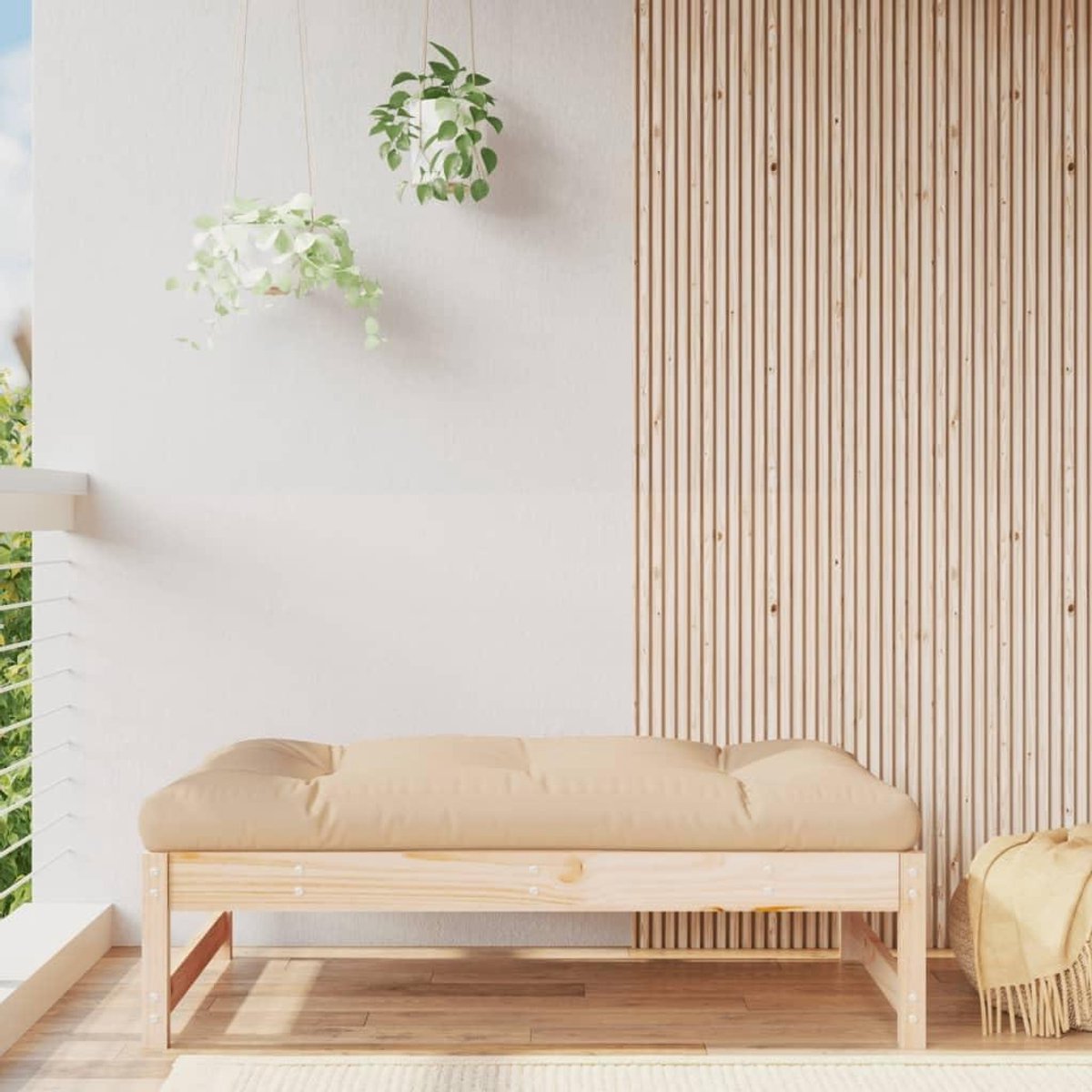 Houten Voetenbank - Buiten Poef Tuin - Ontspannen in de tuin - Massief Hout