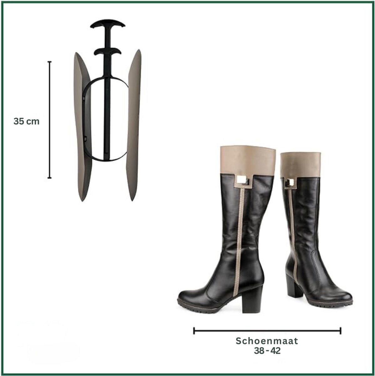 QUOVO® Laarzenspanners - Laarzen Oprekker Voor Hoge Laarzen – Schoenspanner 2 paar – Schoenoprekker lengte 35 cm – Grijs - 44cm x 33cm x 20cm