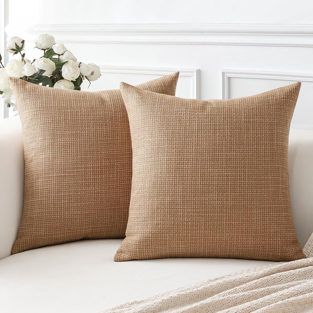 Kussenslopen 40 x 40 cm - Effen linnen - Moderne decoratie - Perfect voor sofa en slaapkamer - SnelShoppen