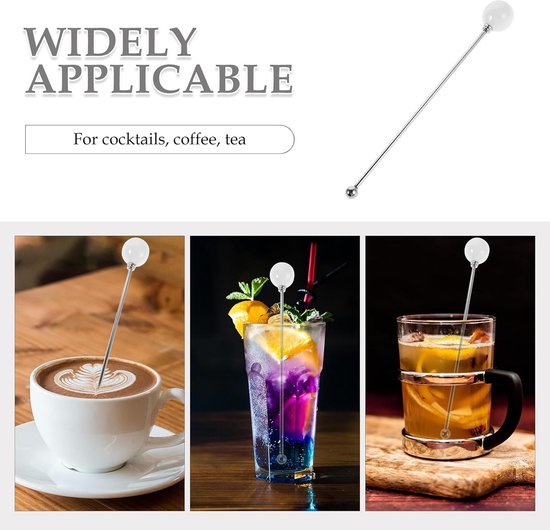 RVS Cocktail Roerstaafjes - Metalen Roerstaafjes Drankjes - Drankjes Mixen - Duurzaam Roestvrij Staal - 17 cm - Wit van RVS — afbeelding 3