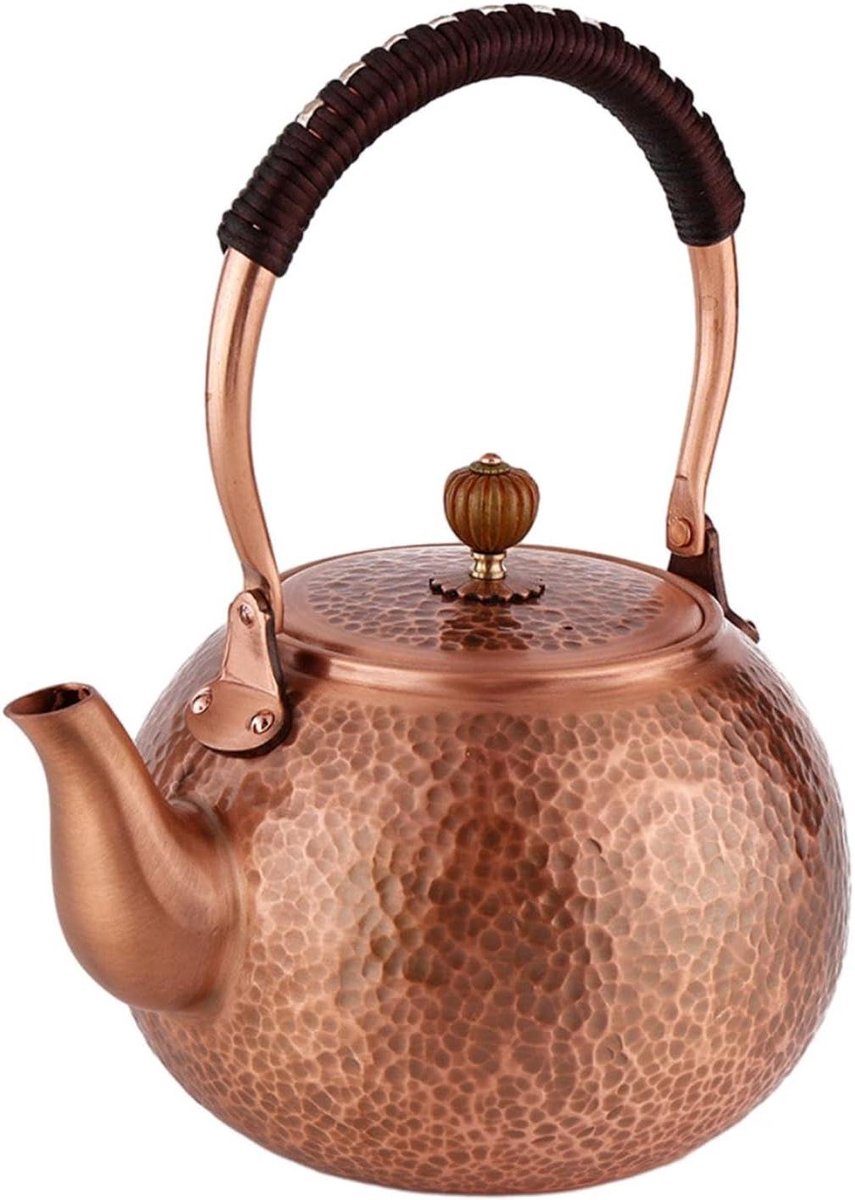 Koperen Theeketel - Waterketel Fornuis - Thee Zetten - Handgemaakt Vakmanschap - 1.2 Liter - Koper