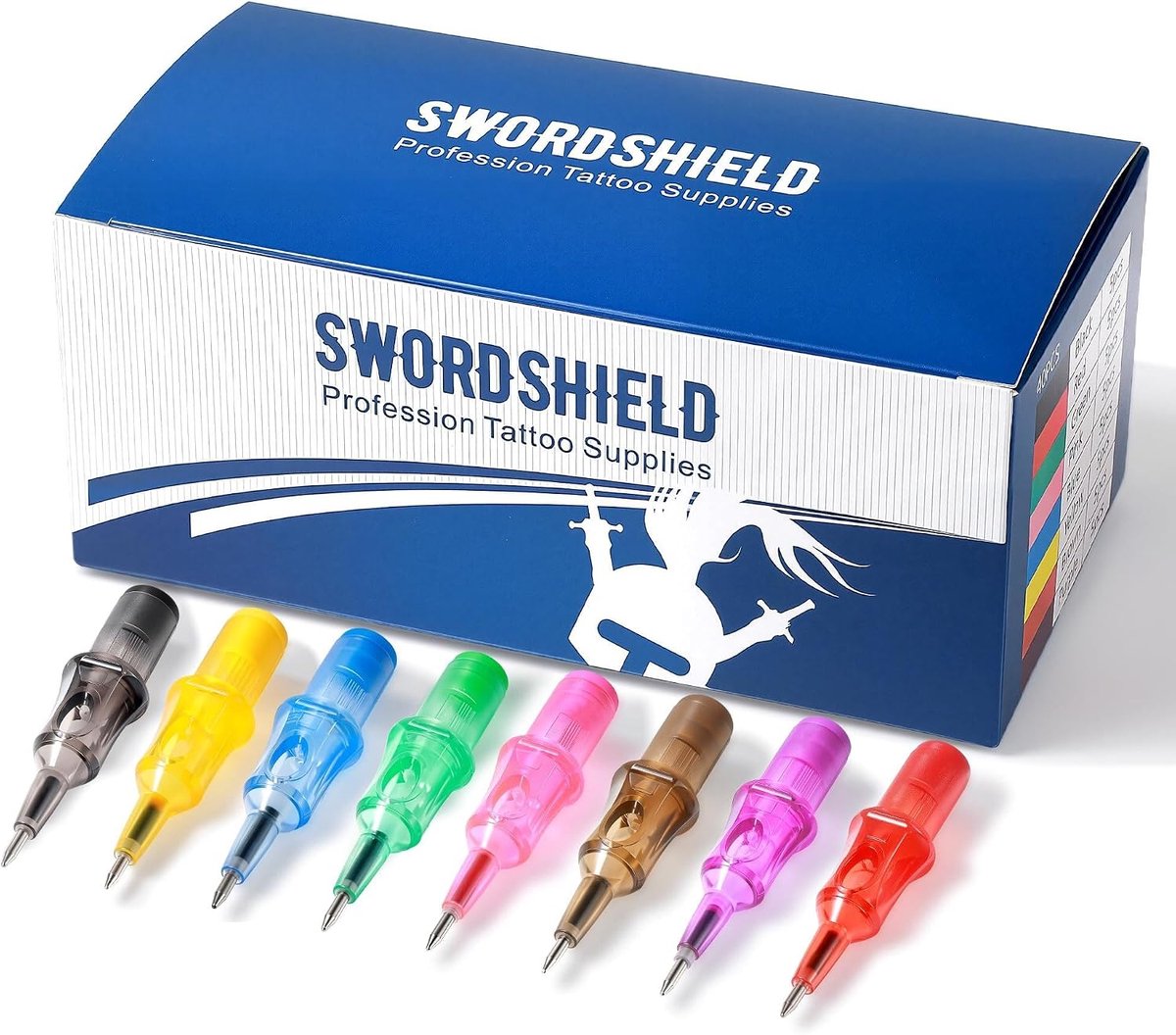 Tattoo Cartridges 8 Transparante Balpen - 40 Naalden in 8 Kleuren - Geschikt voor Tattoo Oefeningen - ShopVlot