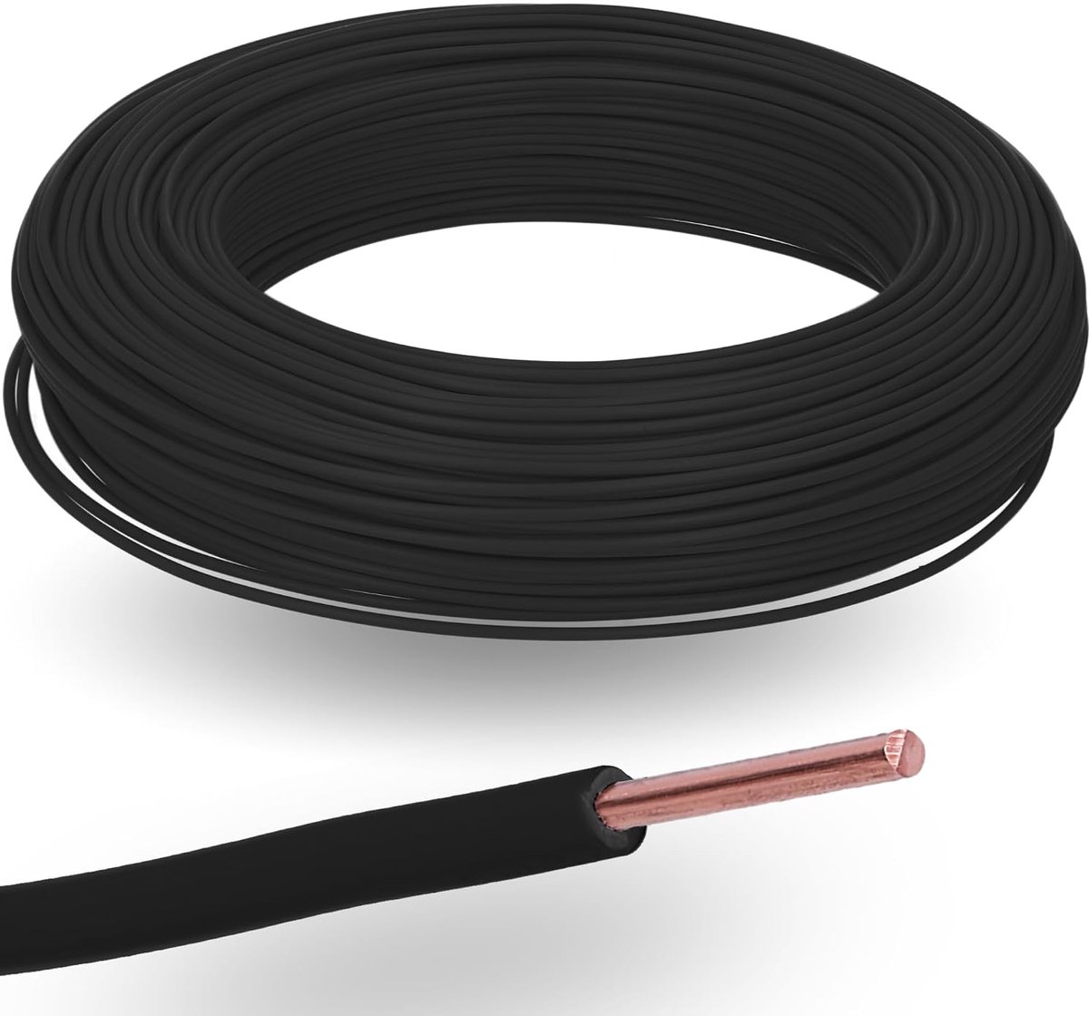 Enkelader kabel 1 x 1,5 mm² - 10 m zwart - Vaste koperen draad - Voor machines en lampen - ShopVlot