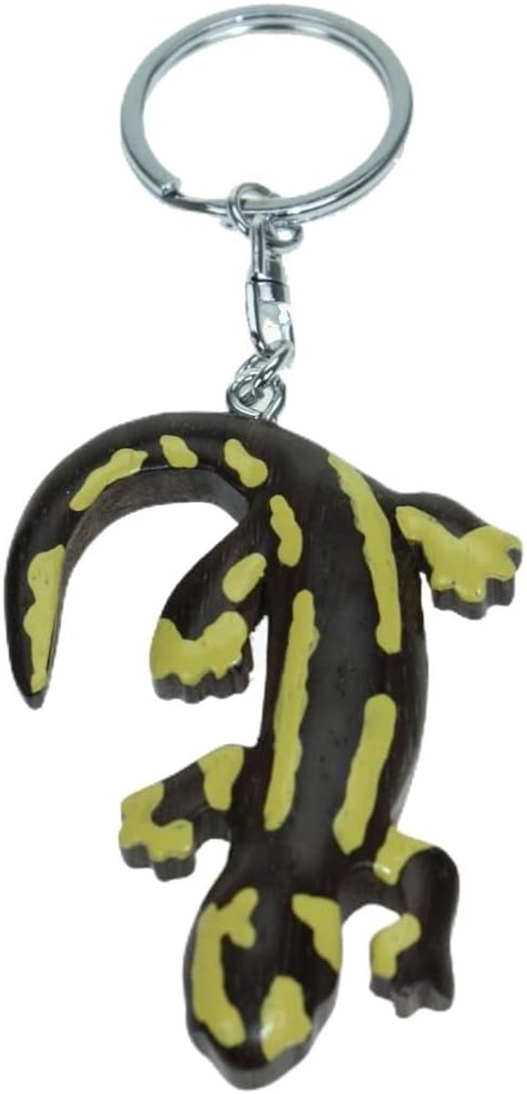 Houten sleutelhanger salamander - handgemaakt - uniek design - persoonlijk cadeau - ShopVlot