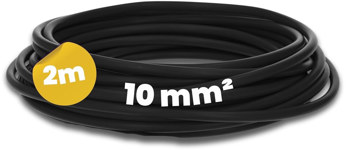Wiring kabel 2m H07V-K 10 mm² - Zwart flexibel - Fijnkoperen strengen - Geschikt voor industriële toepassingen - ShopVlot