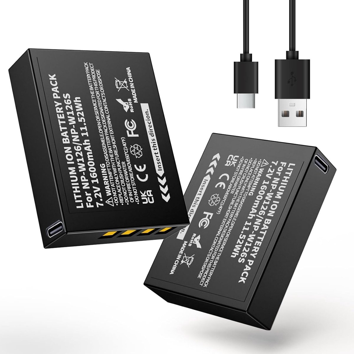 Batterij NP-W126 - 5 stuks - 1600mAh - USB-C aansluiting - Voor Fujifilm camera's - ShopVlot
