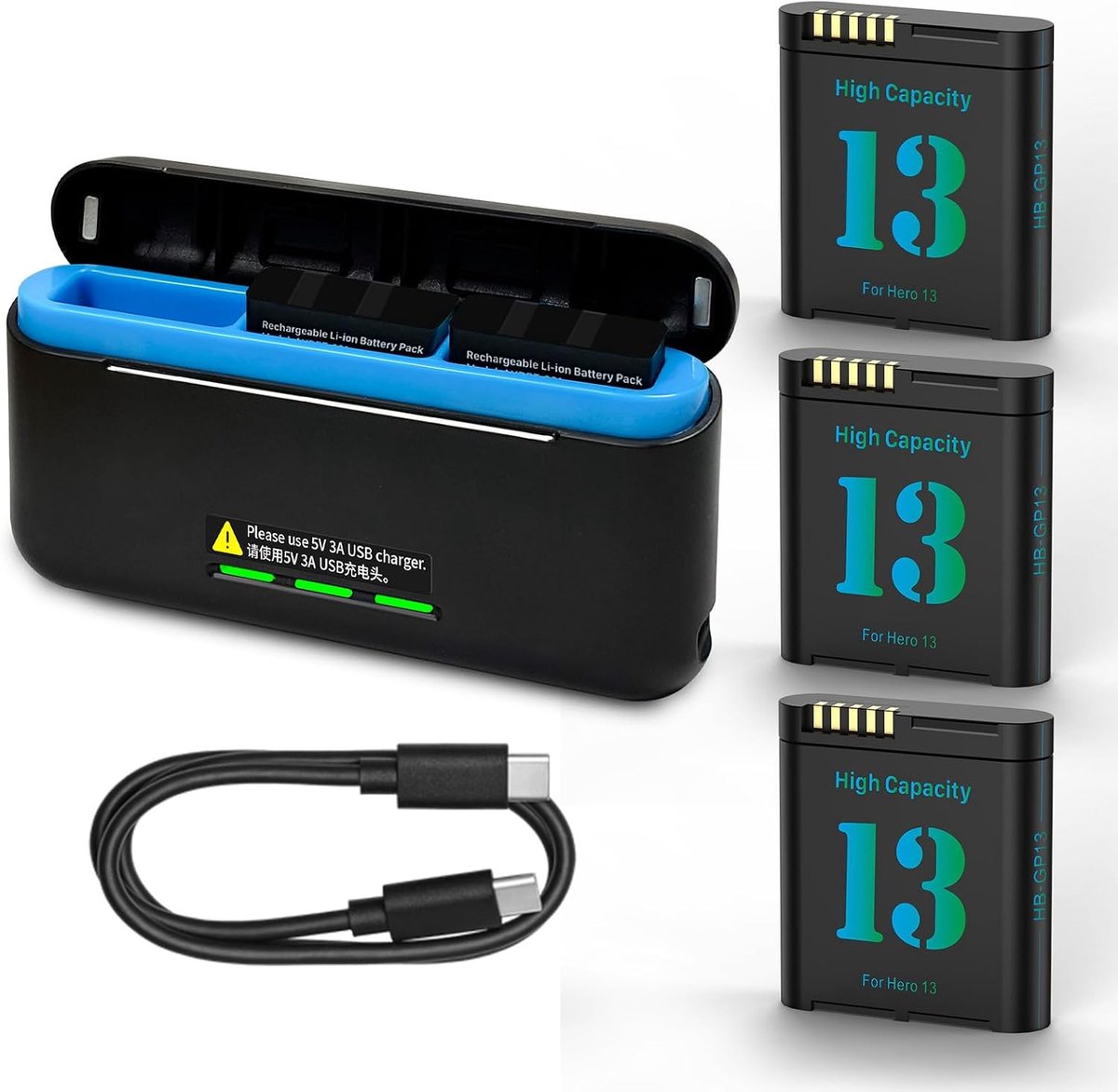 3-pack accu 2800mAh - met oplader - volledig compatibel - lange gebruiksduur - ShopVlot