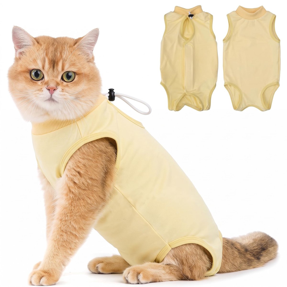 Kattenherstelpak M - Geel - Kegel alternatief - Bescherming voor buikwonden - ShopVlot