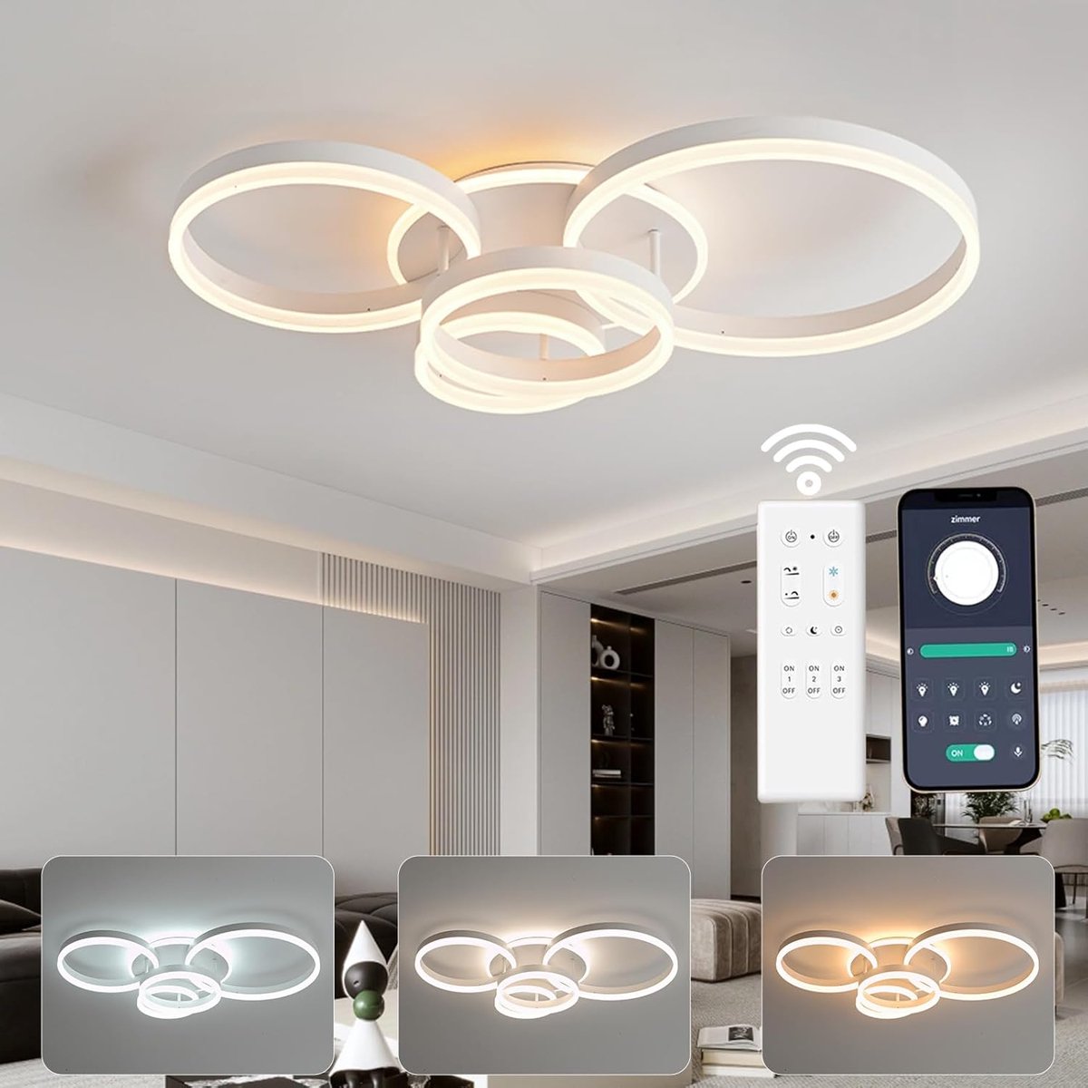 Plafondlamp LED 72 W - Dimbaar - Variabel 3000 K tot 6000 K - Perfect voor woonkamer - ShopVlot