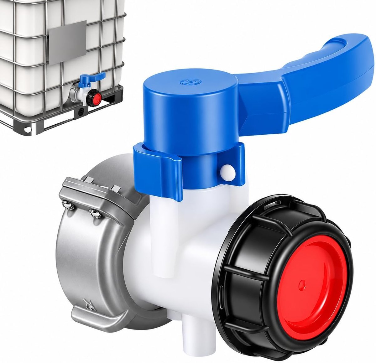 IBC-adapter kogelkraan DN50 - vervangende IBC-uitlaatkraan - 75 mm grove schroefdraad - ShopVlot
