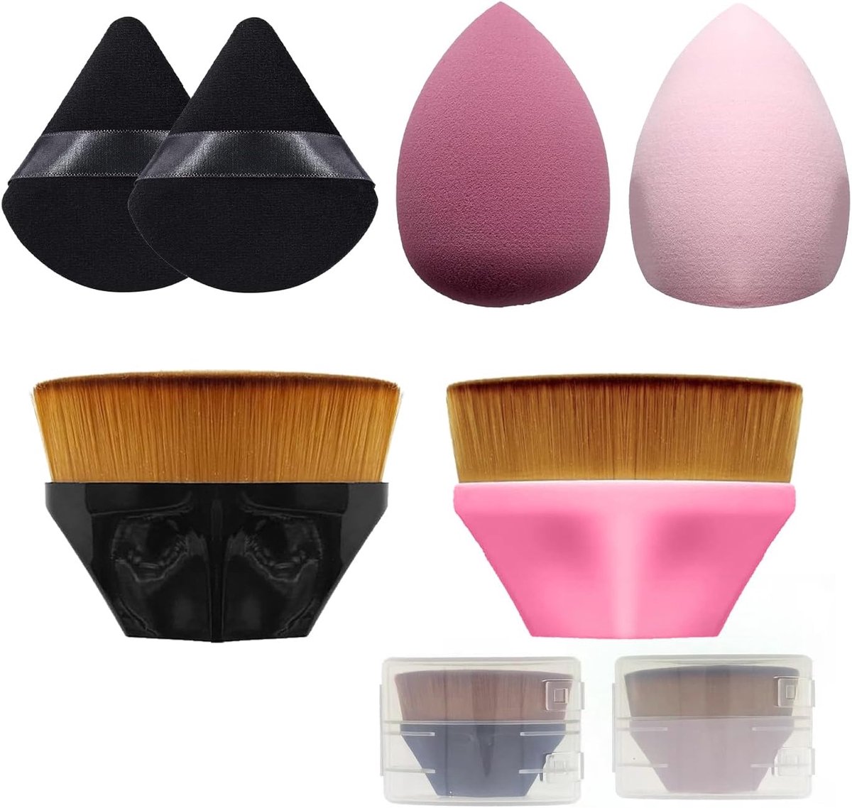 Cosmeticaborstelset 6 stuks - poeder sponsen - zachte touch - voor gelijkmatige dekking - ShopVlot