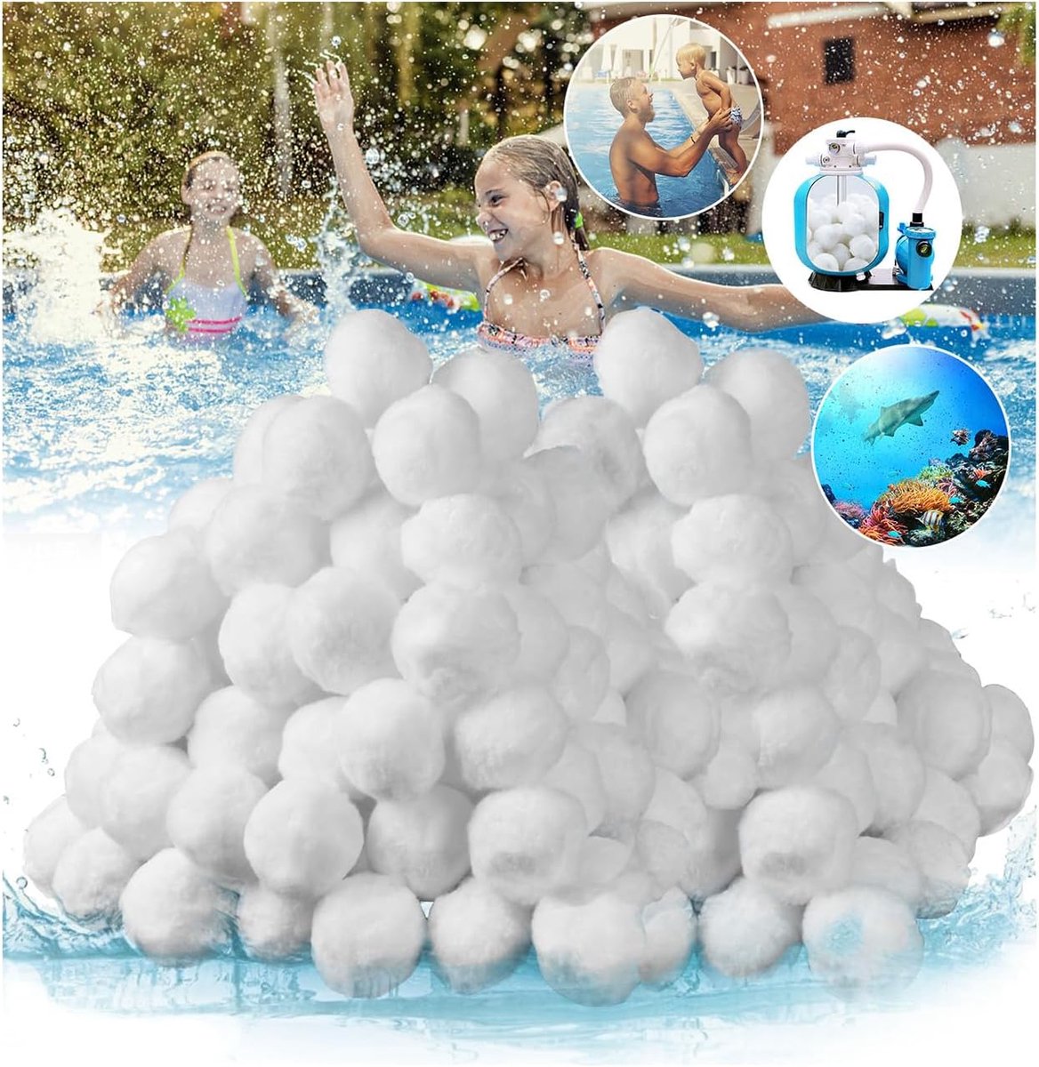 Filterballen 1400 g - vervangt 50 kg filtersand - hoge filtratiesnelheid - voor zwembad en aquarium - ShopVlot