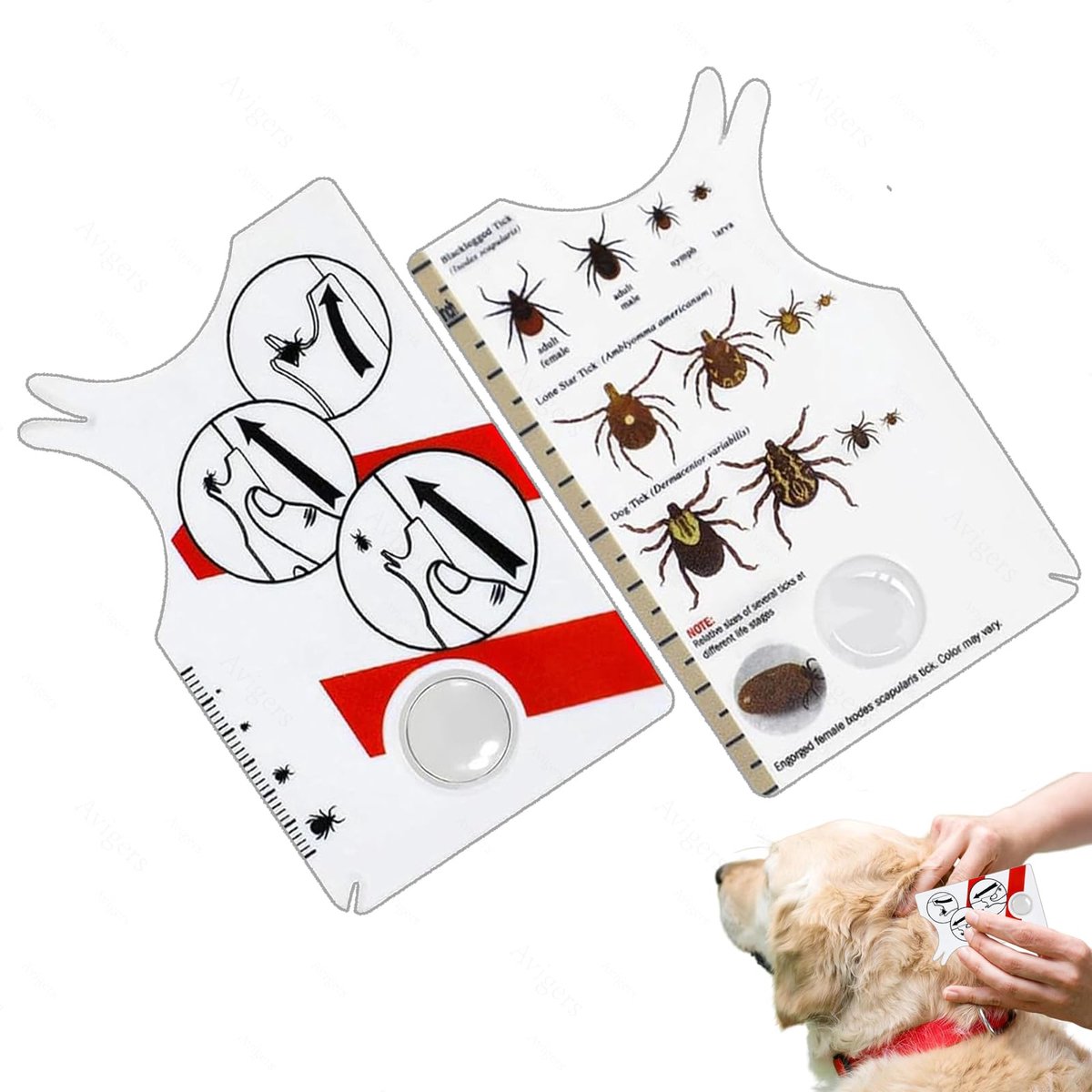 Tekenkaart met vergrootglas 2 stuks - voor mensen, honden en katten - zacht teken verwijderen - ShopVlot