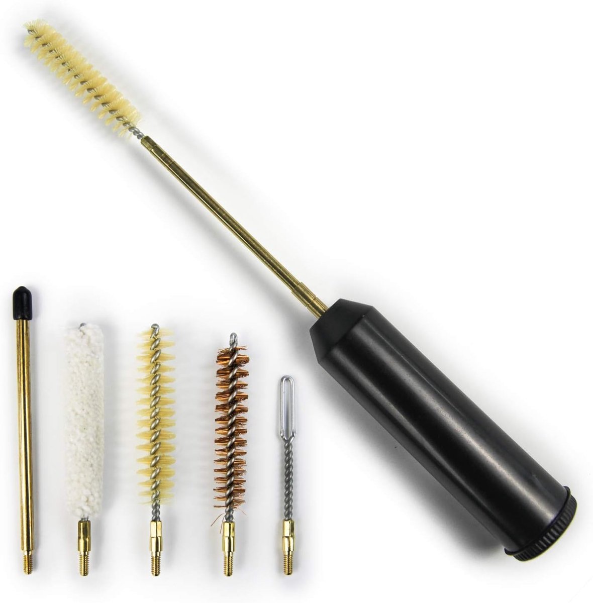 Cleaning set voor vuurwapens 9 mm - 7-delig - koper materiaal - ideaal voor thuis en veldgebruik - ShopVlot
