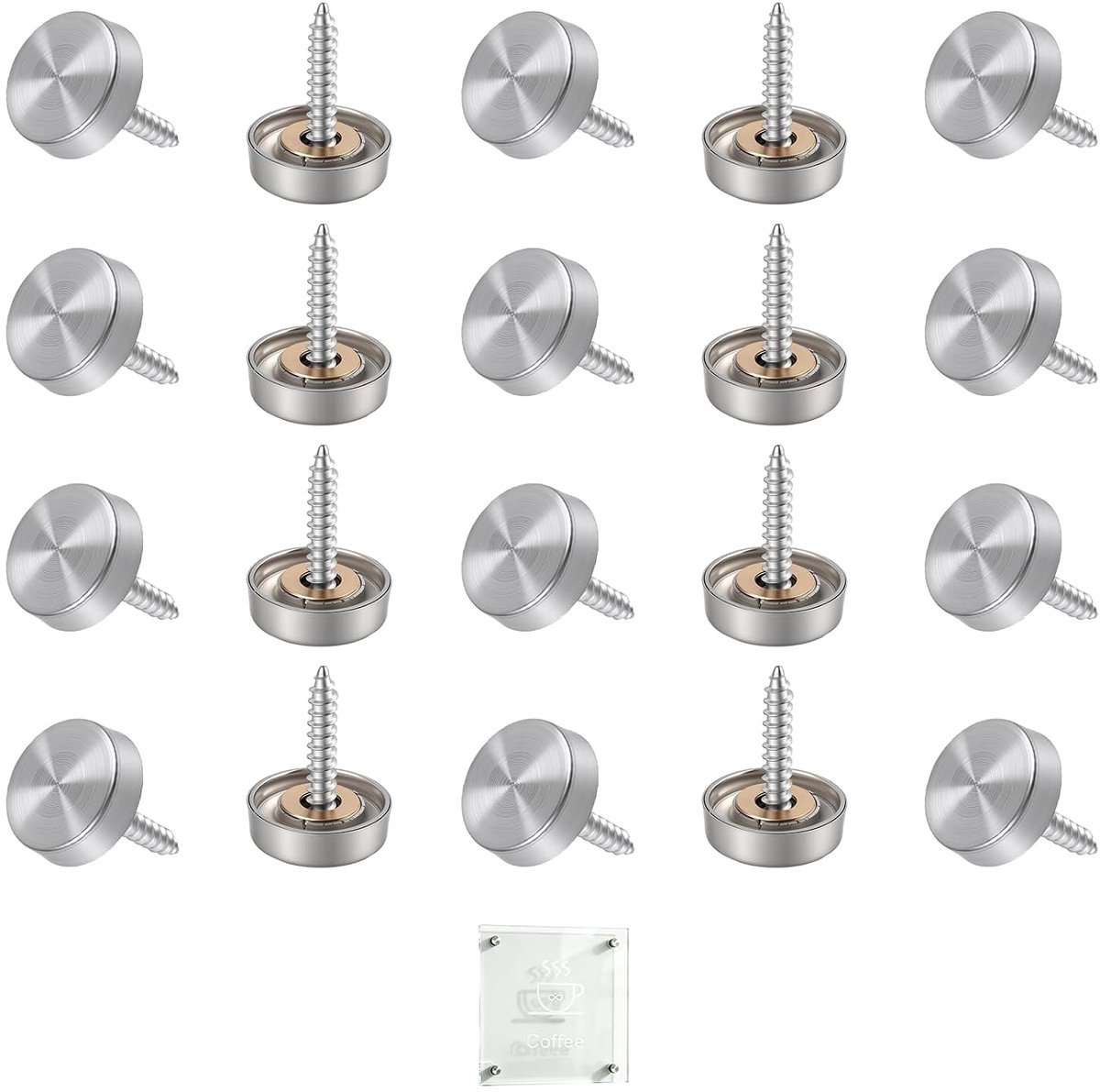 Spiegelschroeven 20 stuks - Roestvrij staal - Decoratieve doppen - Ideaal voor spiegeltafels - ShopVlot