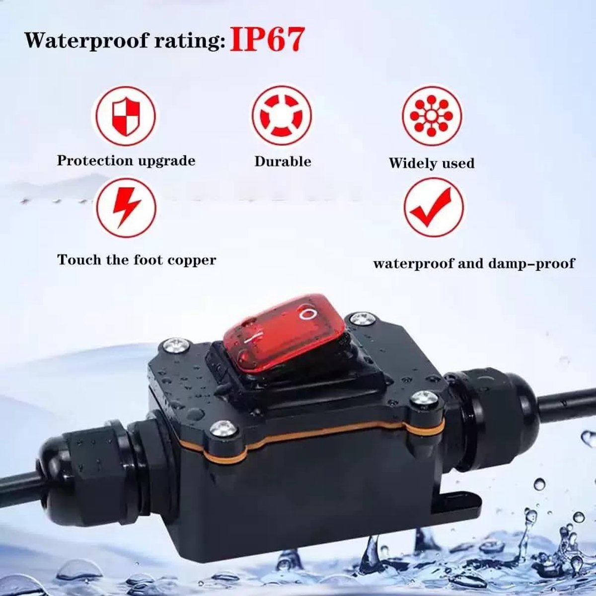 Inline schakelaars 4 pin 2 positie - Waterproof IP65 - Hoogstroom 12-24V 20A - Betrouwbaar voor buitengebruik - ShopVlot