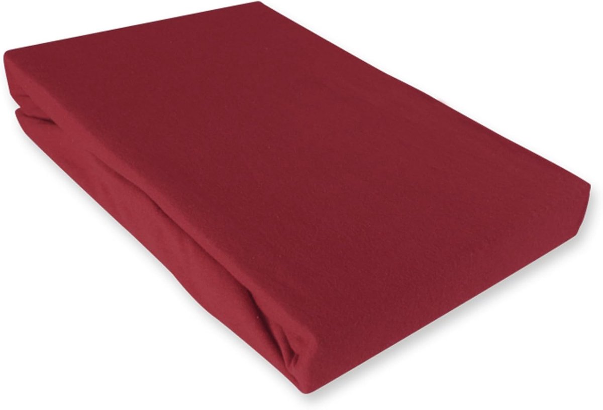Jersey hoeslakens 140-160x200 cm - bordeaux - 100% katoen - wasbaar tot 60 graden - ShopVlot