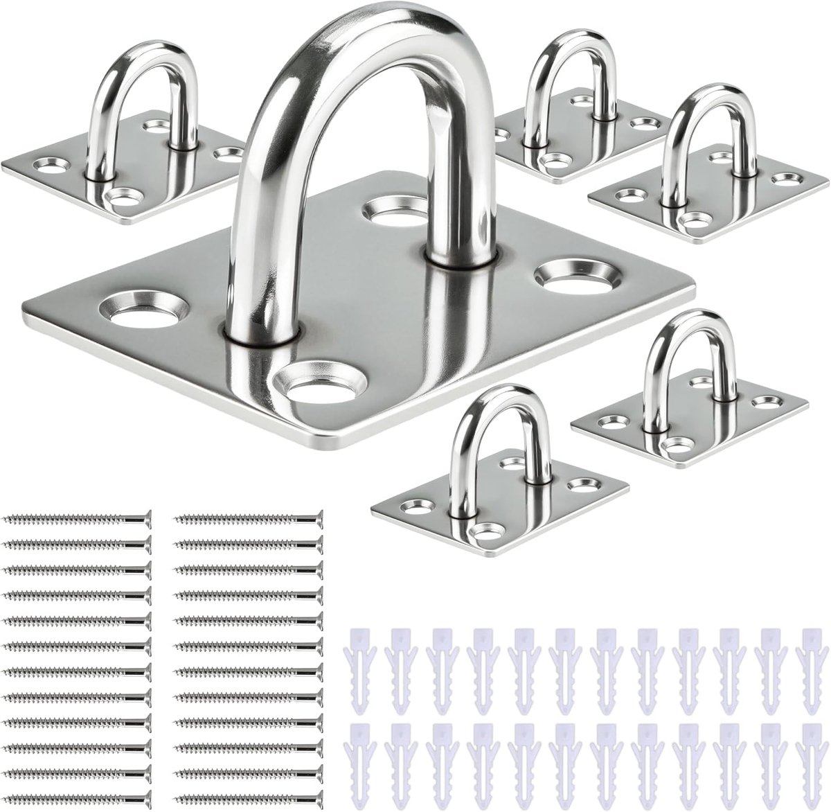 Pad eye hooks 6pcs - 304 roestvrij staal - stevig en duurzaam - ideaal voor bevestigen - ShopVlot
