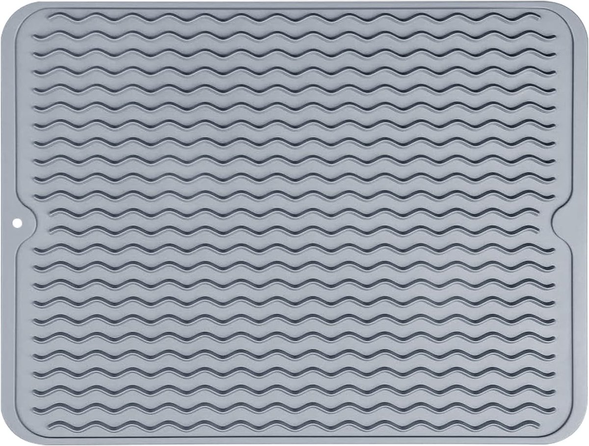 Afwasdroogmat 40 x 30 cm - Grijs - Antislip - Versnelt drogen van servies - ShopVlot