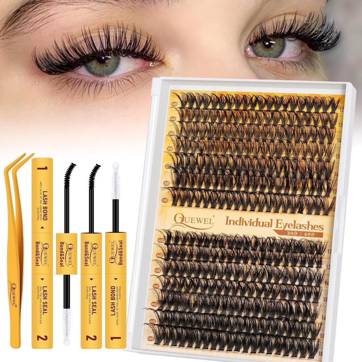 Wimperextensions Set 280 Stuks - 30D + 40D Mix - Inclusief Lijm en Pincet - Eenvoudig DIY Thuis - ShopVlot