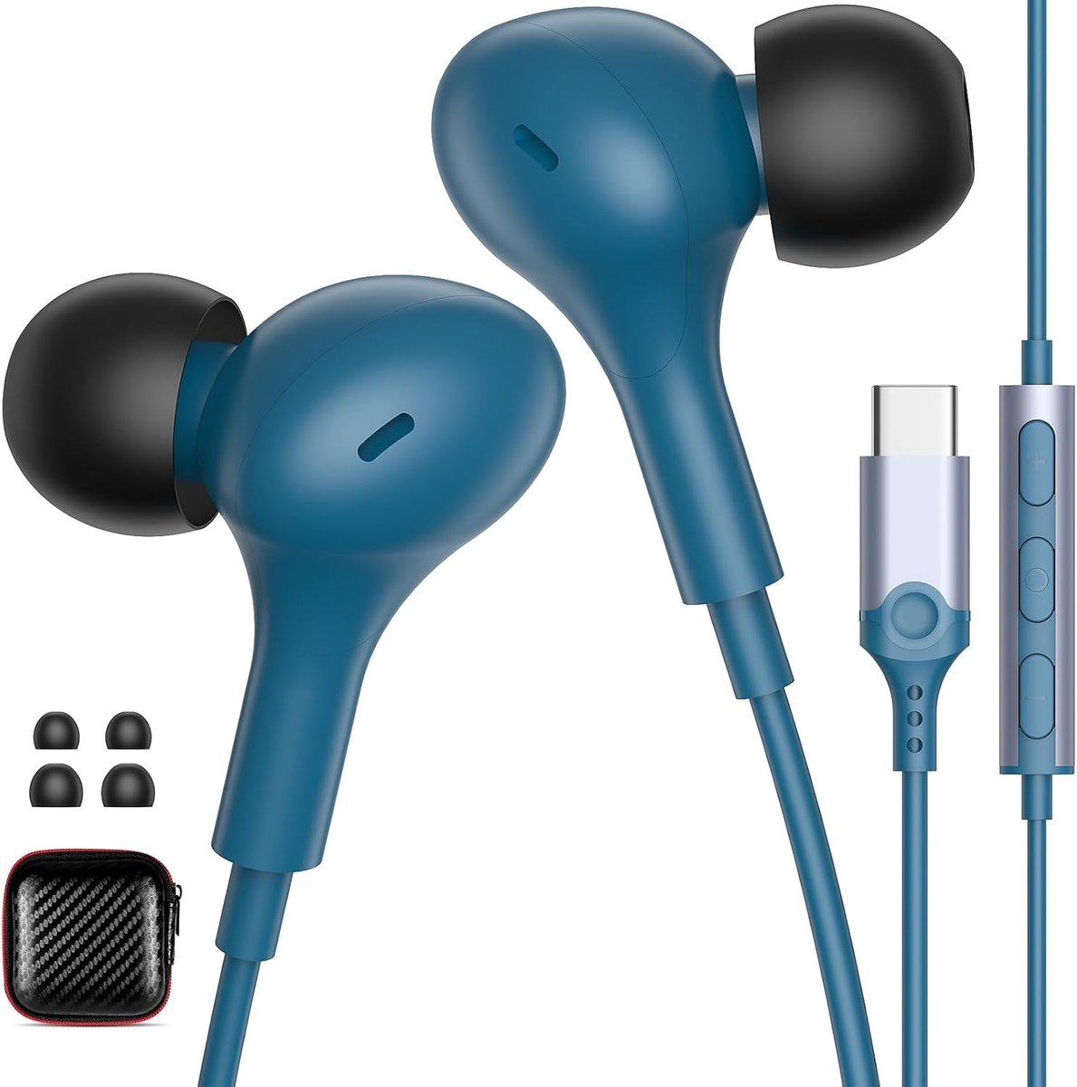 Bedrade hoofdtelefoon USB C - Blauw - Met microfoon - Ideaal voor muziek en bellen - ShopVlot