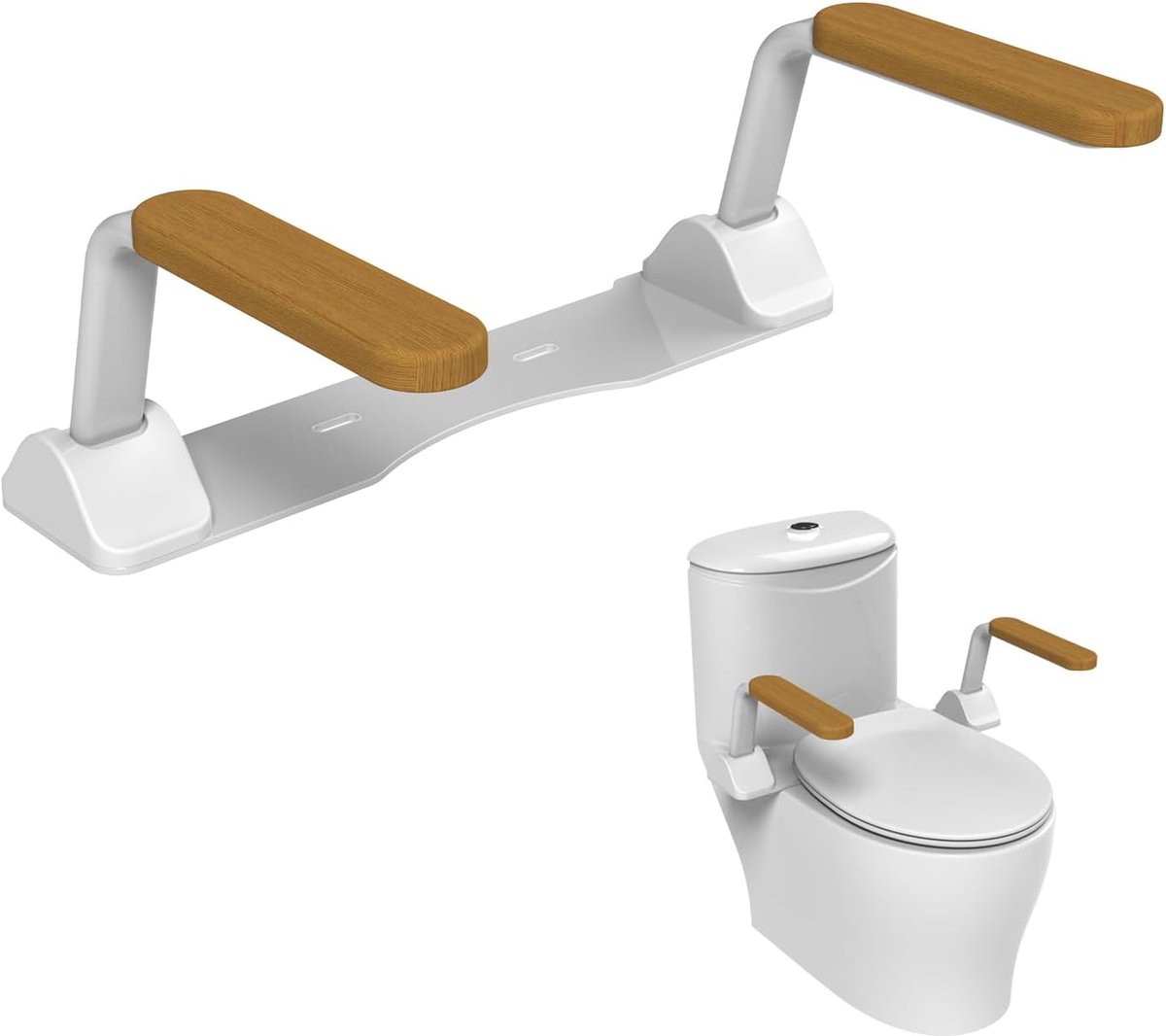 Toiletsteun Verstelbaar - Opvouwbaar Houten Frame - Veiligheidsbeugel voor Senioren - Eenvoudig te Monteren - ShopVlot