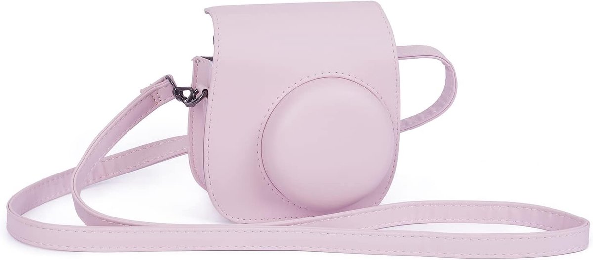 Camera hoesje voor Fujifilm Instax Mini 12/11 - roze bloemen - premium leer - bescherming tegen krassen en stof - ShopVlot