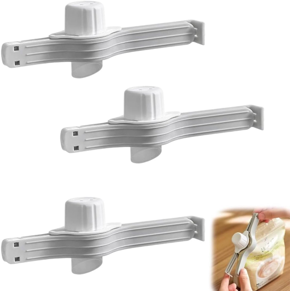 Sealing clips met spout - 3 stuks - herbruikbaar PP - voor snacks en kruiden - ShopVlot
