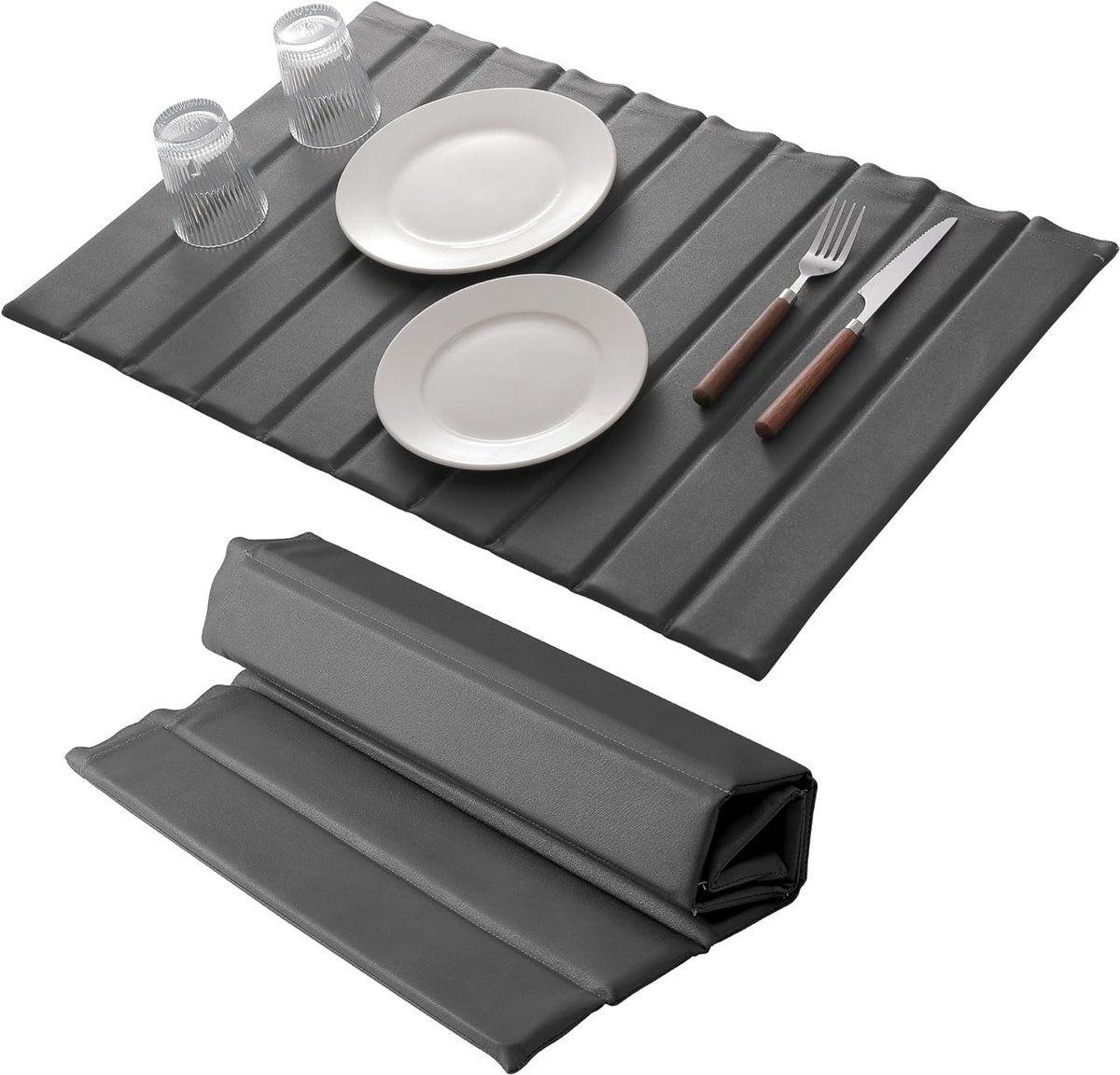 Afdruipmat voor keukenaanrecht 60 x 39 cm - PU-leren oppervlak - sneldrogend - houdt werkblad droog - ShopVlot