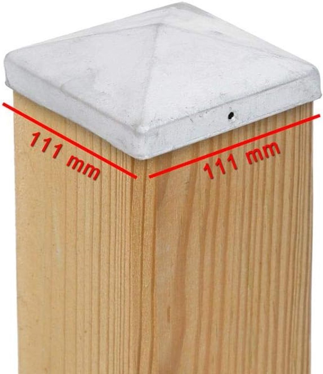 Pfost Hood Pyramide 111 x 111 mm - staal verzinkt - voor het beschermen van houten palen - ShopVlot